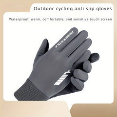 Windproof Waterproof Full Fingered Cycling Gloves Touch Screen Winter Sports Men