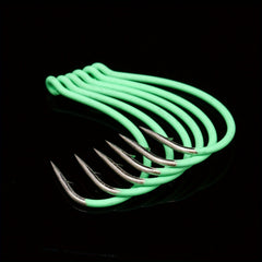 10pcs Luminous Fishing Hook Soft Worm Hook Barbed Hook For Boat Fishing