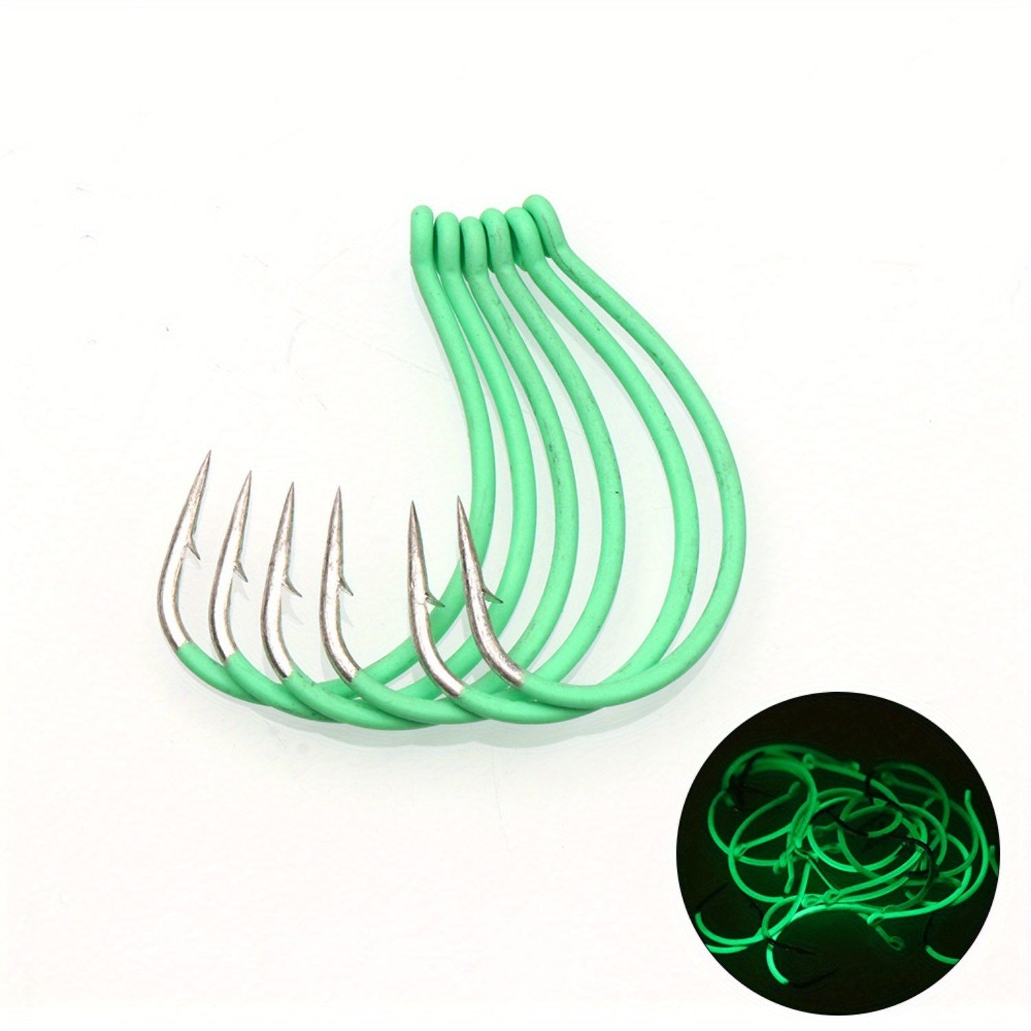 10pcs Luminous Fishing Hook Soft Worm Hook Barbed Hook For Boat Fishing