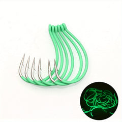10pcs Luminous Fishing Hook Soft Worm Hook Barbed Hook For Boat Fishing