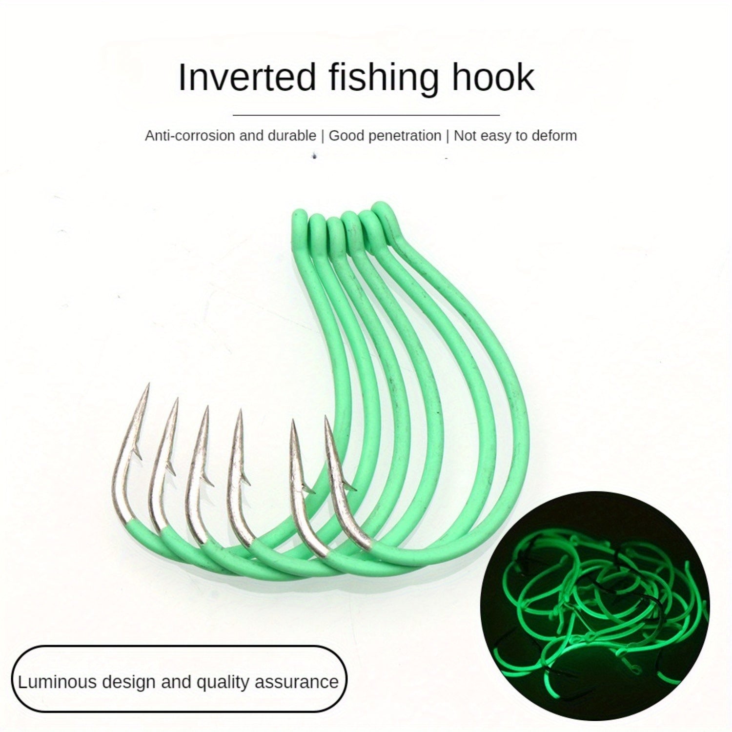 10pcs Luminous Fishing Hook Soft Worm Hook Barbed Hook For Boat Fishing