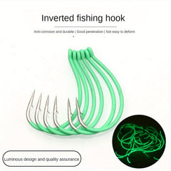 10pcs Luminous Fishing Hook Soft Worm Hook Barbed Hook For Boat Fishing
