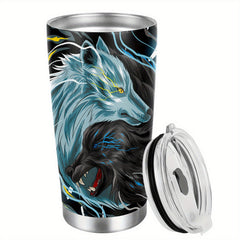 20oz Stainless Steel Tumbler Wolf Pattern Insulated Travel Mug