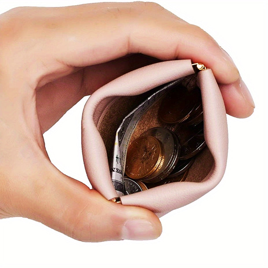 Solid Faux Leather Coin Purse Mini Cosmetic Bag Headphone Lipstick Storage Bag