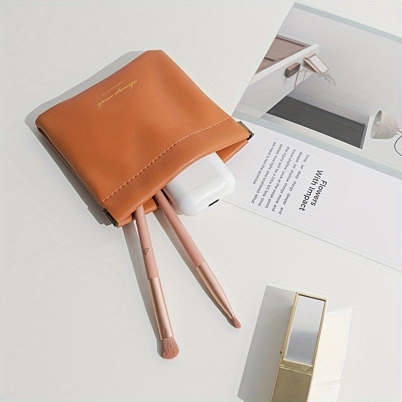 Solid Faux Leather Coin Purse Mini Cosmetic Bag Headphone Lipstick Storage Bag