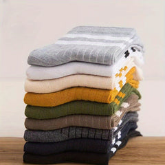 Men's Striped Crew Socks for Outdoor All Seasons Wear