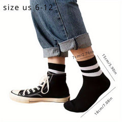 Men's Striped Crew Socks for Outdoor All Seasons Wear