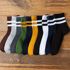 Men's Striped Crew Socks for Outdoor All Seasons Wear