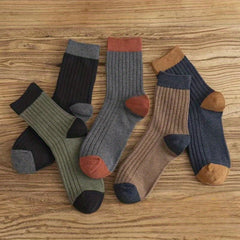 Men's Retro Block Crew Socks Breathable Comfy Casual Unisex Socks