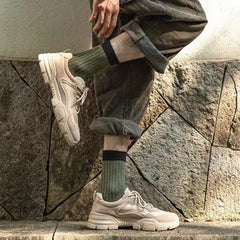 Men's Retro Block Crew Socks Breathable Comfy Casual Unisex Socks