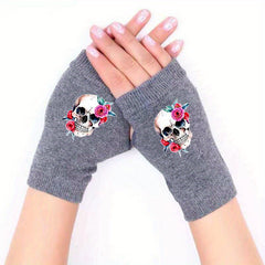 Pink Rose Retro Fingerless Gloves Winter Cold Proof Antifreeze Half Finger