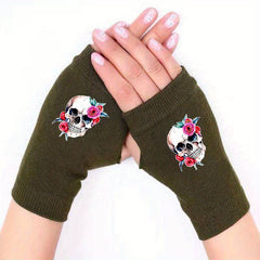 Pink Rose Retro Fingerless Gloves Winter Cold Proof Antifreeze Half Finger