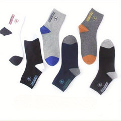 5 Pairs Men's Mid Crew Sport Socks, Comfy Breathable Socks for Basketball