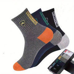 5 Pairs Men's Mid Crew Sport Socks, Comfy Breathable Socks for Basketball