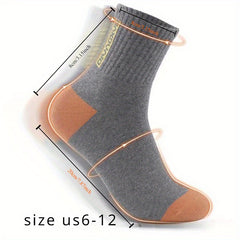 5 Pairs Men's Mid Crew Sport Socks, Comfy Breathable Socks for Basketball