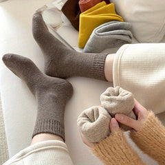 5 Pairs Men's Crew Thermal Socks, Multiple Colors, Breathable & Comfy