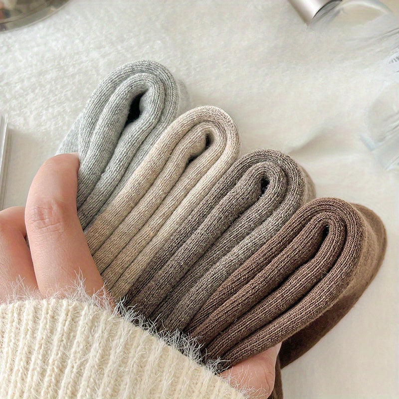 5 Pairs Men's Crew Thermal Socks, Multiple Colors, Breathable & Comfy