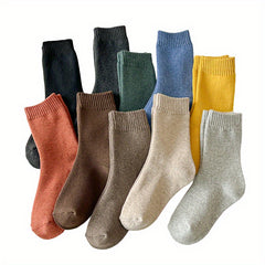 5 Pairs Men's Crew Thermal Socks, Multiple Colors, Breathable & Comfy