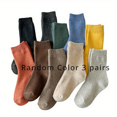 5 Pairs Men's Crew Thermal Socks, Multiple Colors, Breathable & Comfy