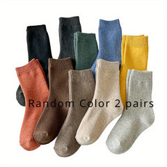 5 Pairs Men's Crew Thermal Socks, Multiple Colors, Breathable & Comfy