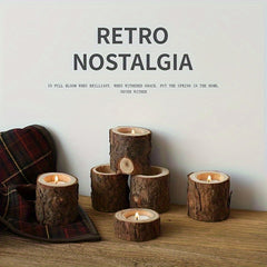 3pcs Wooden Tea Light Candle Holder Wedding Birthday Natural Wood Flower Pot