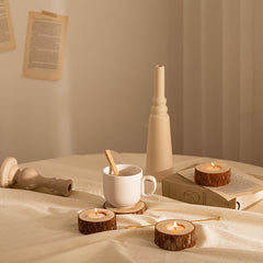 3pcs Wooden Tea Light Candle Holder Wedding Birthday Natural Wood Flower Pot