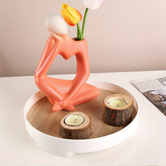 3pcs Wooden Tea Light Candle Holder Wedding Birthday Natural Wood Flower Pot