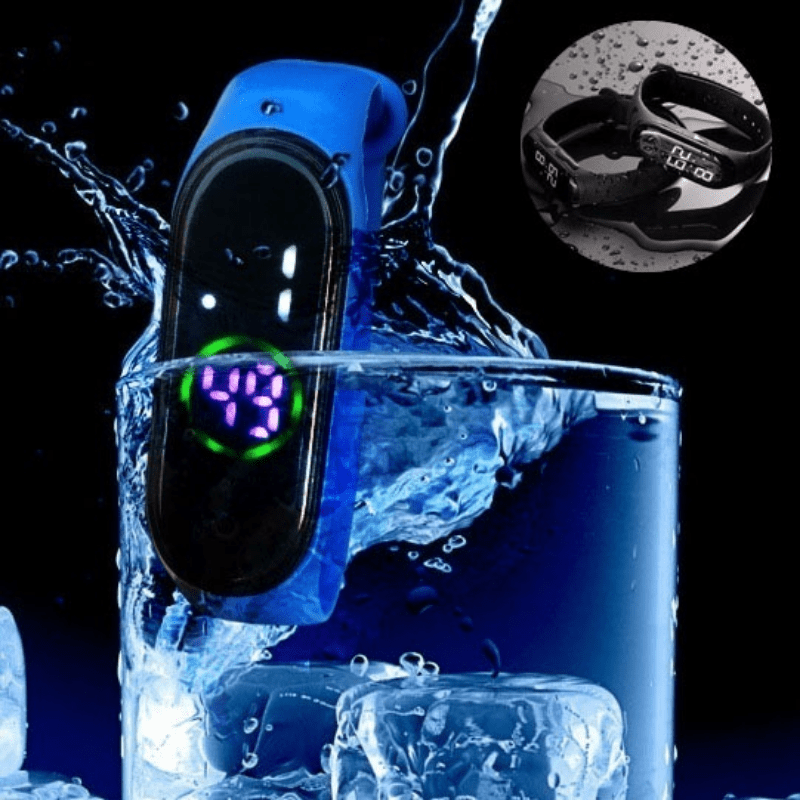1Pc Led Flash Bracelet Purple Touch Screen Rectangular Luminous Waterproof Watch