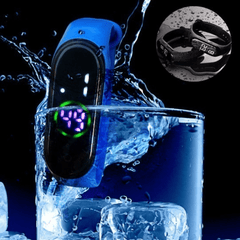 1Pc Led Flash Bracelet Purple Touch Screen Rectangular Luminous Waterproof Watch