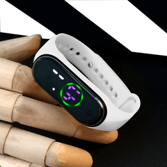 1Pc Led Flash Bracelet Purple Touch Screen Rectangular Luminous Waterproof Watch