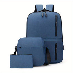3-Piece Set Backpack Computer Business Student School Bag