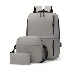 3-Piece Set Backpack Computer Business Student School Bag