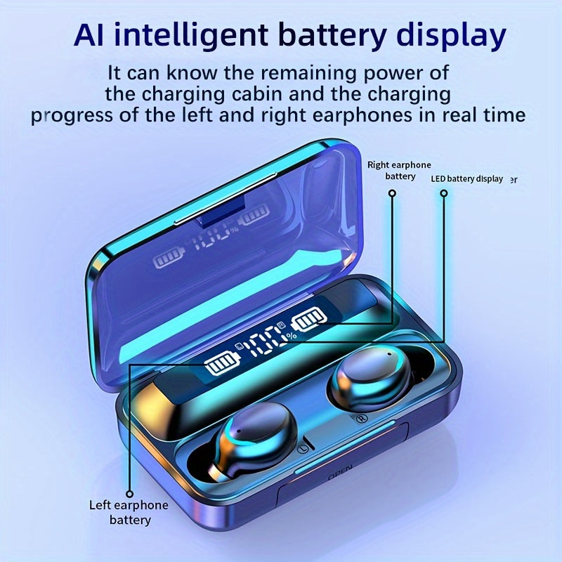 Wireless Earphones w/ Charging Bin & Digital Display