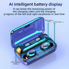 Wireless Earphones w/ Charging Bin & Digital Display
