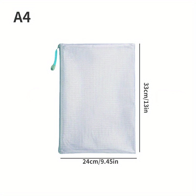 5pcs Transparent File Bag Plastic PVC Zipper Waterproof Storage