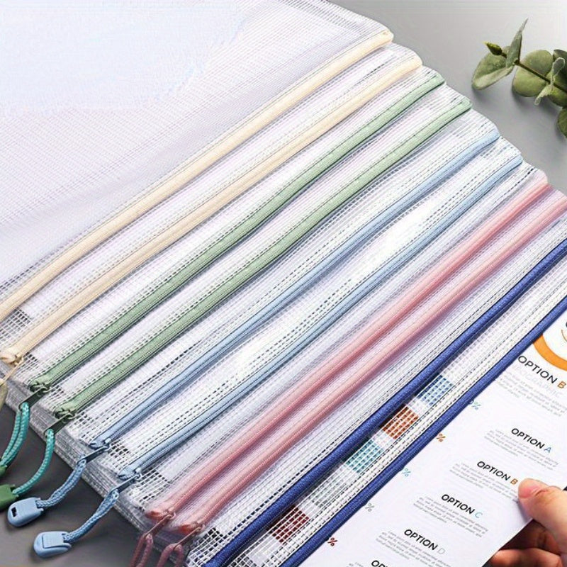 5pcs Transparent File Bag Plastic PVC Zipper Waterproof Storage