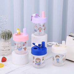 Cartoon Mini Water Bottle 550ml with Straw