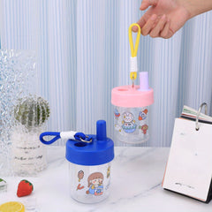 Cartoon Mini Water Bottle 550ml with Straw