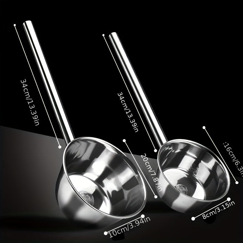 2pcs Stainless Steel Water Ladle Long Handle Water Spoon for Camping