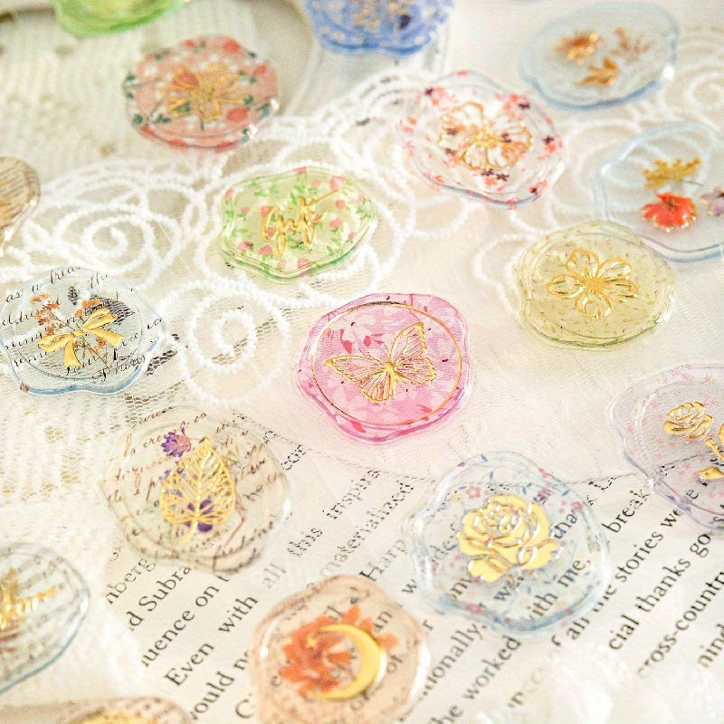 Hot Stamp Stickers Dried Flower Plant Fresh Flower Seal Stickers Notebook
