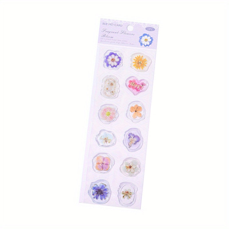 Hot Stamp Stickers Dried Flower Plant Fresh Flower Seal Stickers Notebook