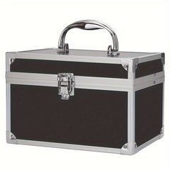 Portable Makeup Organizer Box with Mirror and Lock