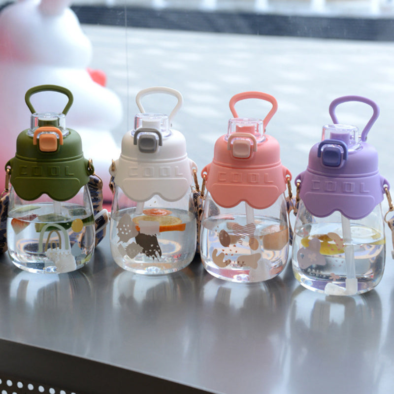 Portable 1000ml Water Bottle With Straw & Strap