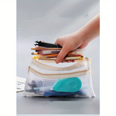 Double Layer Mesh Pencil Case Storage Bag Student Portable Pencil Case