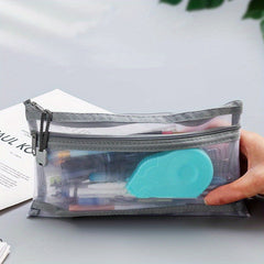 Double Layer Mesh Pencil Case Storage Bag Student Portable Pencil Case