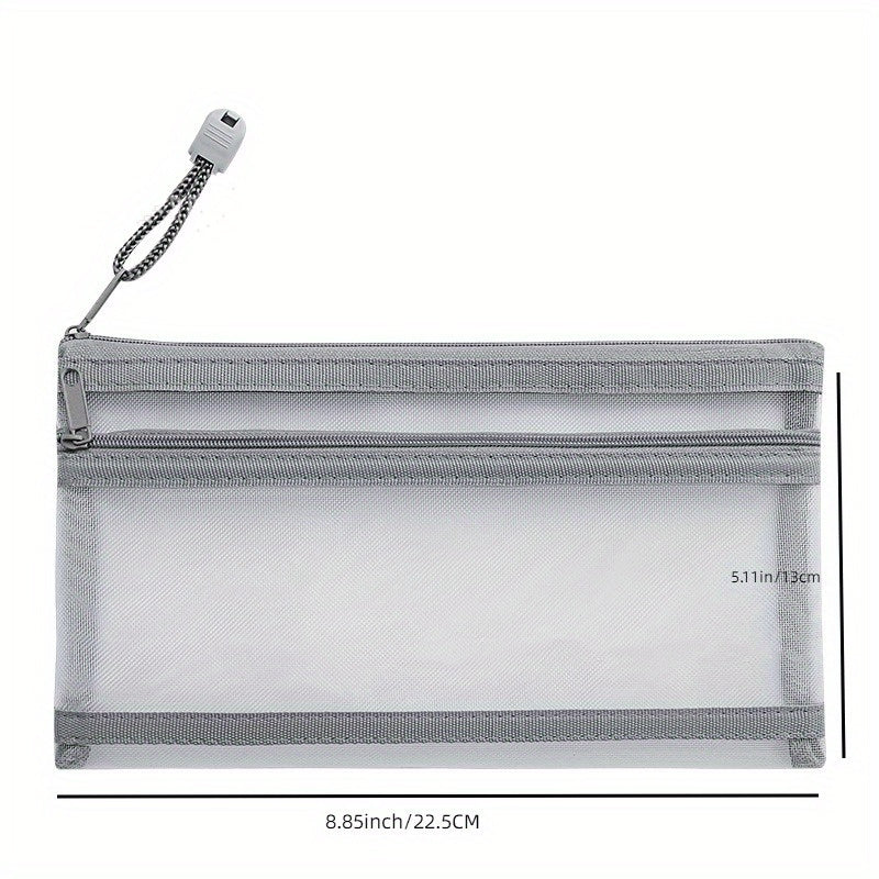 Double Layer Mesh Pencil Case Storage Bag Student Portable Pencil Case