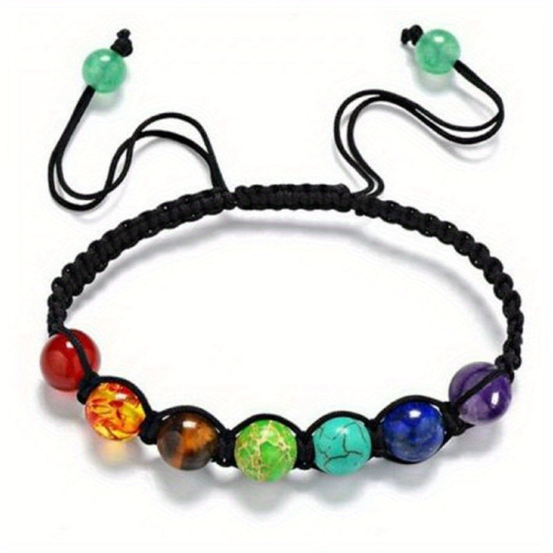 7 Chakra Beaded Bracelet Adjustable Hand Braided Rope Lucky Jewelry Gift