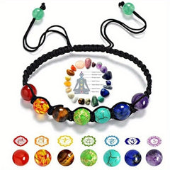 7 Chakra Beaded Bracelet Adjustable Hand Braided Rope Lucky Jewelry Gift