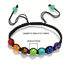 7 Chakra Beaded Bracelet Adjustable Hand Braided Rope Lucky Jewelry Gift