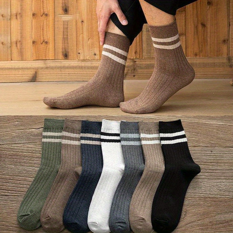 Men's Striped Crew Socks Breathable Casual Outdoor Comfortable Unisex Socks